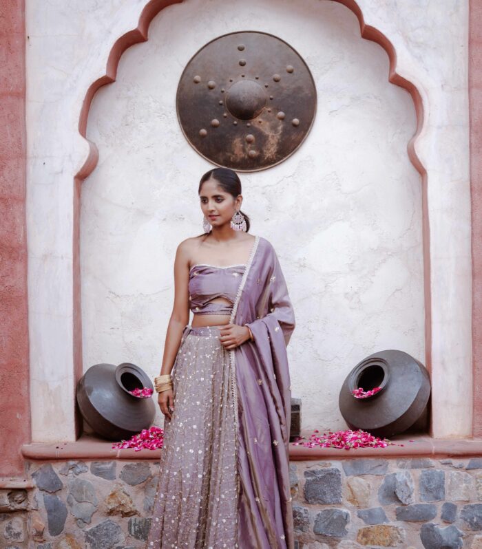 DILBARO BRONZE EMBROIDERED LEHENGA SET